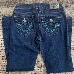 Vintage True Religion Becky Women's Rhinestones Dark Jeans. Size 27 Petite